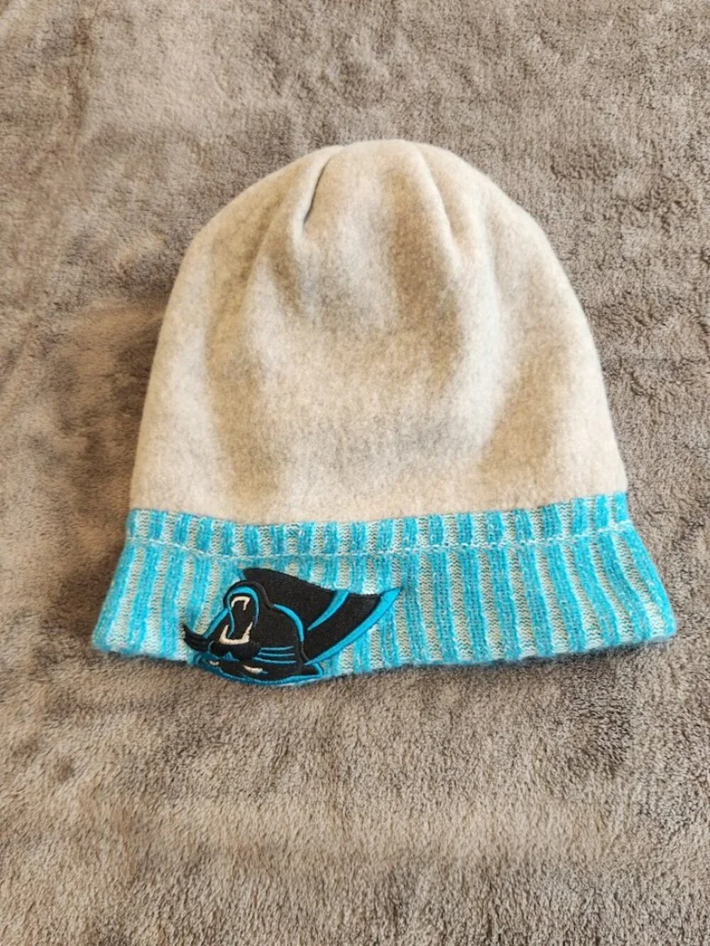 New Era NFL Carolina Panthers Blue/Black Knit Pom Winter Beanie Hat 2017
